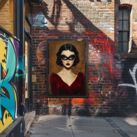 Woman in Red Dress Vintage Elegant Mysterious Poster