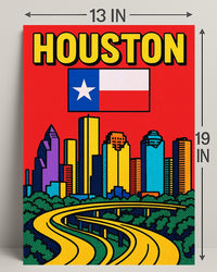 Houston Skyline Pop Art Poster PosterGoat