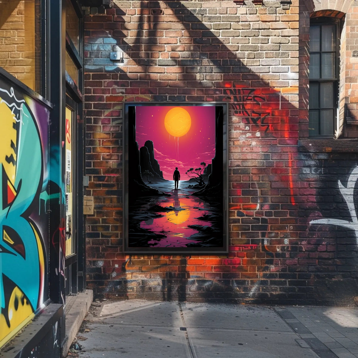 Vivid Sunset Dramatic Silhouette Art Poster - Artistic Poster