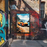 Modern Sports Car Adventure Coastal Road Travel Poster