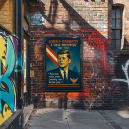 JFK Vintage Patriotic Poster with Inspirational Quote