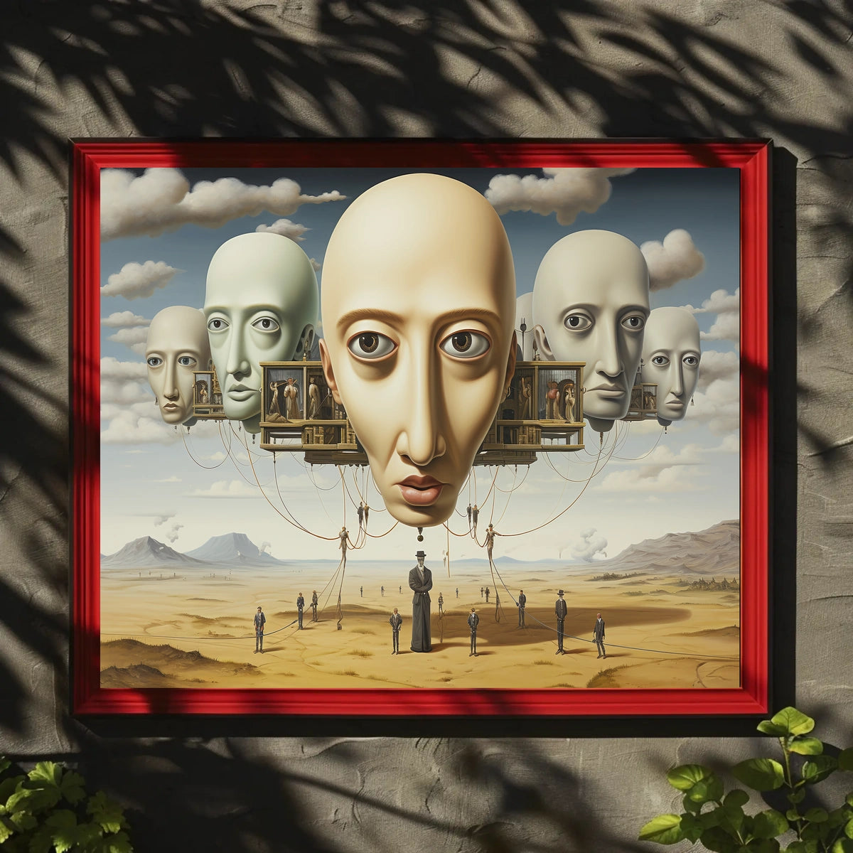 Surreal Dreamscape with Floating Heads - Abstract or Artistic Poster