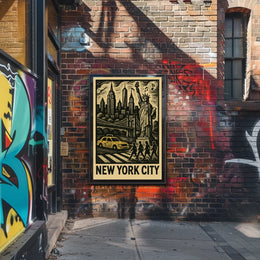 New York City Iconic Skyline Poster Vintage Wall Art