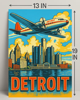 Detroit Skyline and Aviation Poster PosterGoat