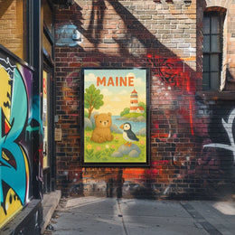 Maine Wildlife and Lighthouse Poster