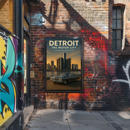 Detroit The Motor City Vintage Poster Print PosterGoat