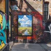 Serene and Idyllic Countryside Landscape Artistic Poster
