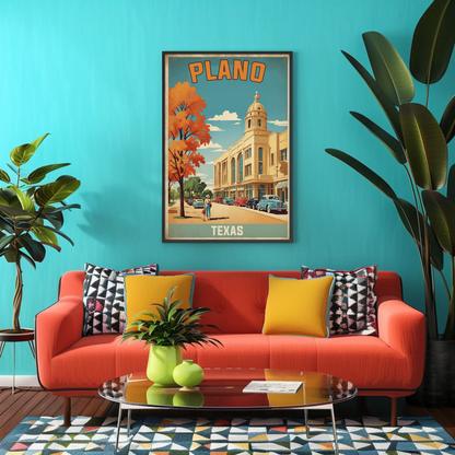 Plano Texas Vintage Travel Poster Artwork
