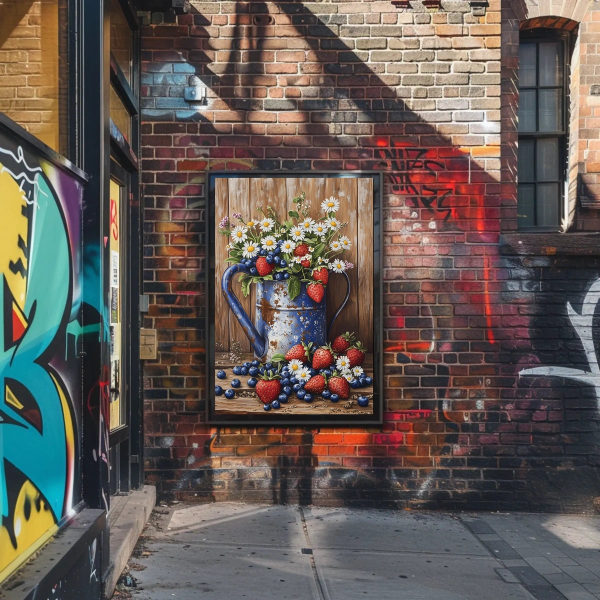 Floral Still Life In Weathered Metal Watering Can Poster
