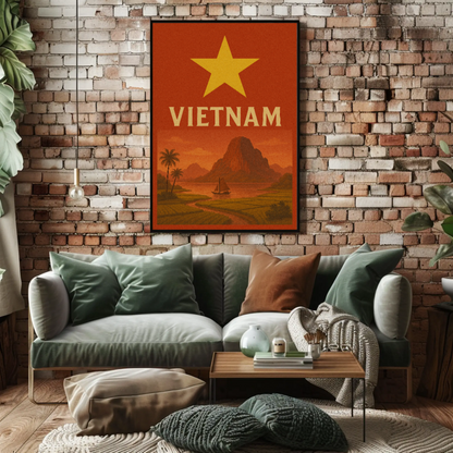Vietnamese Serenity Travel Art: Vintage Exploration Travel Poster
