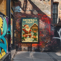 Festive Vintage Santa and Elves Christmas Poster