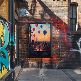 rooftop barbecue at sunset Poster