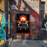 Classic Car at Sunset Poster