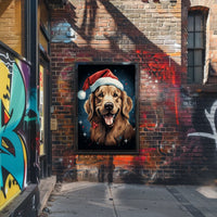 Golden Retriever Festive Christmas Poster: Cheerful Holiday Art