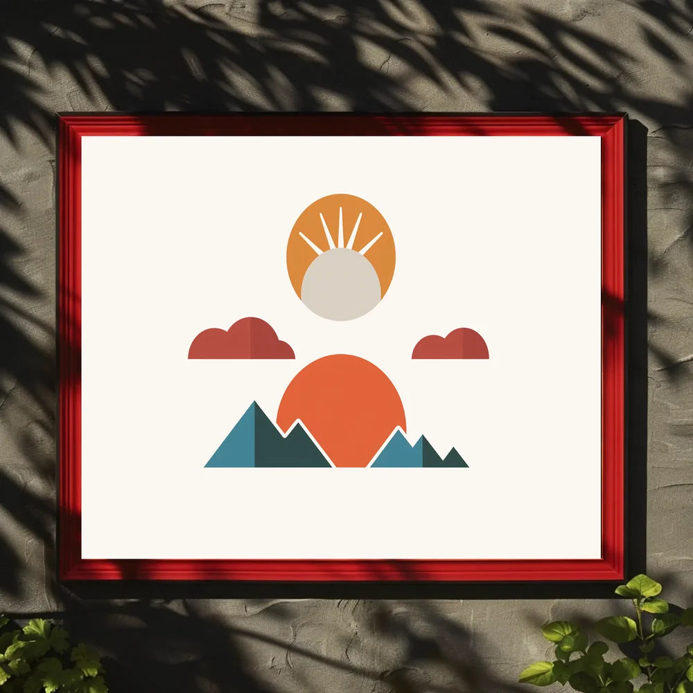 Geometric Landscape Art Poster: Modern Minimalist Design