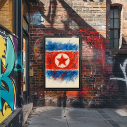 Abstract North Korean Flag Abstract Poster