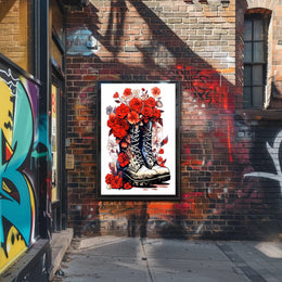 Floral Boots A Fusion Of Nature And Poster
