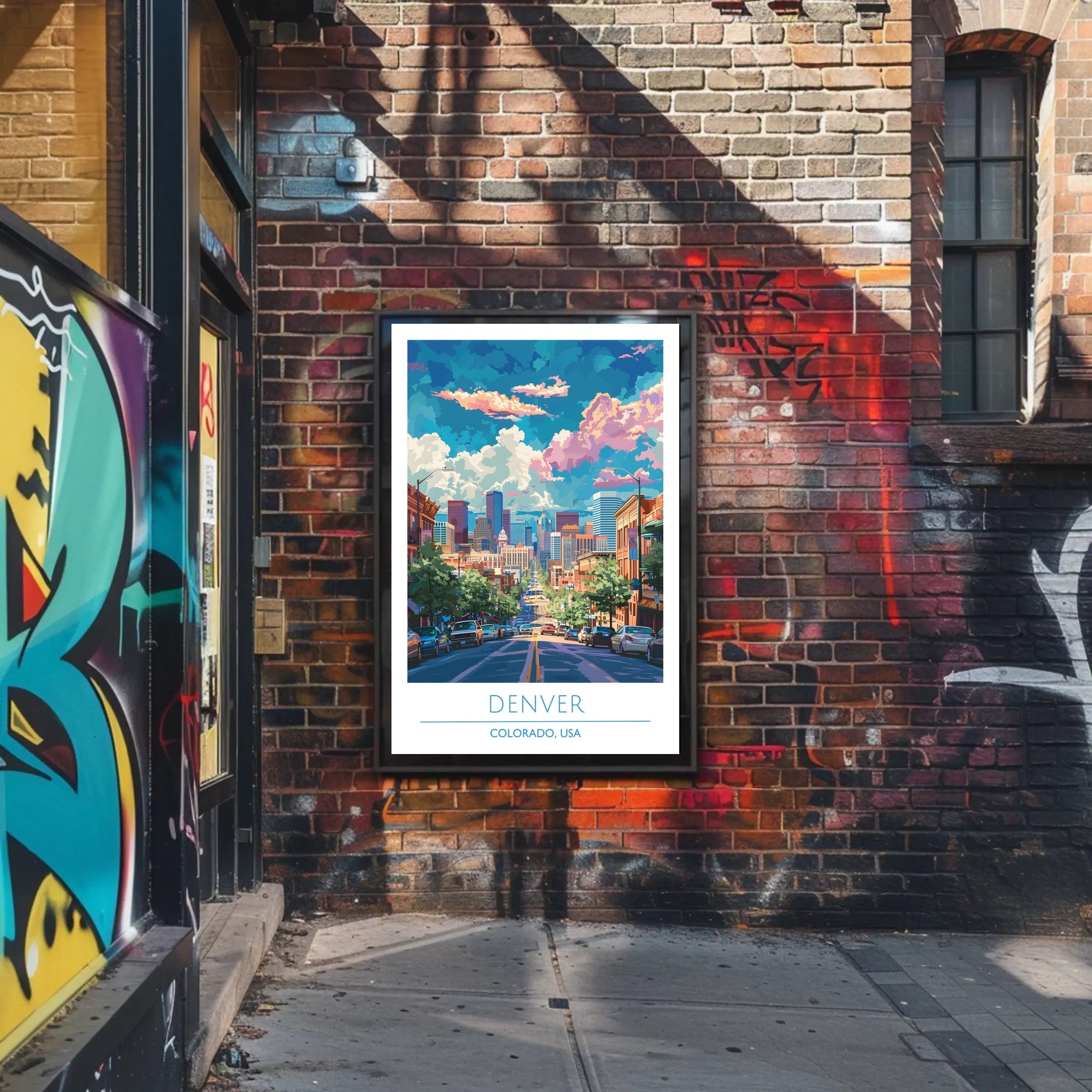 Denver Skyline Vibrance: Modern Urban Cityscape Poster