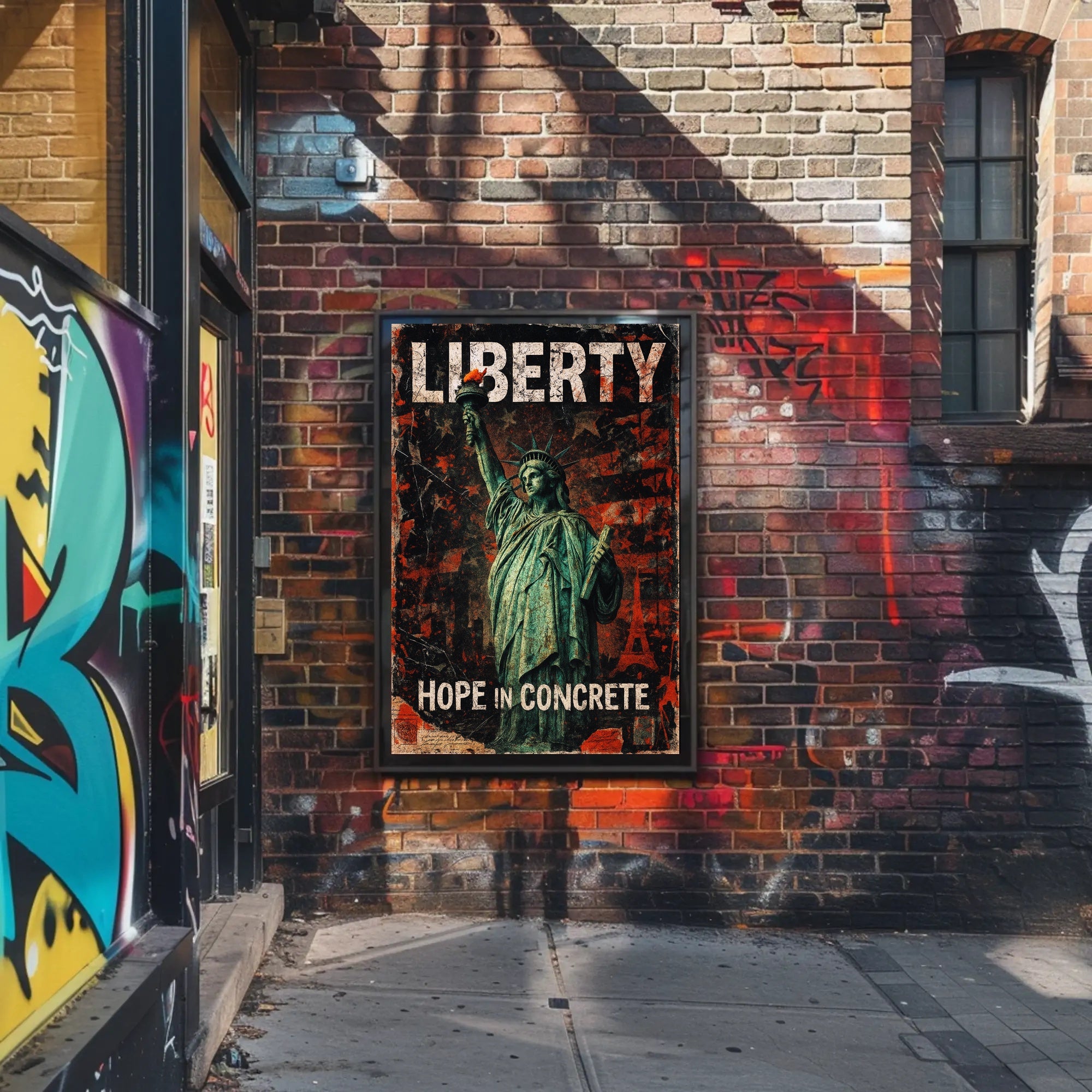 Statue of Liberty Grunge Art Political or Propaganda Poster