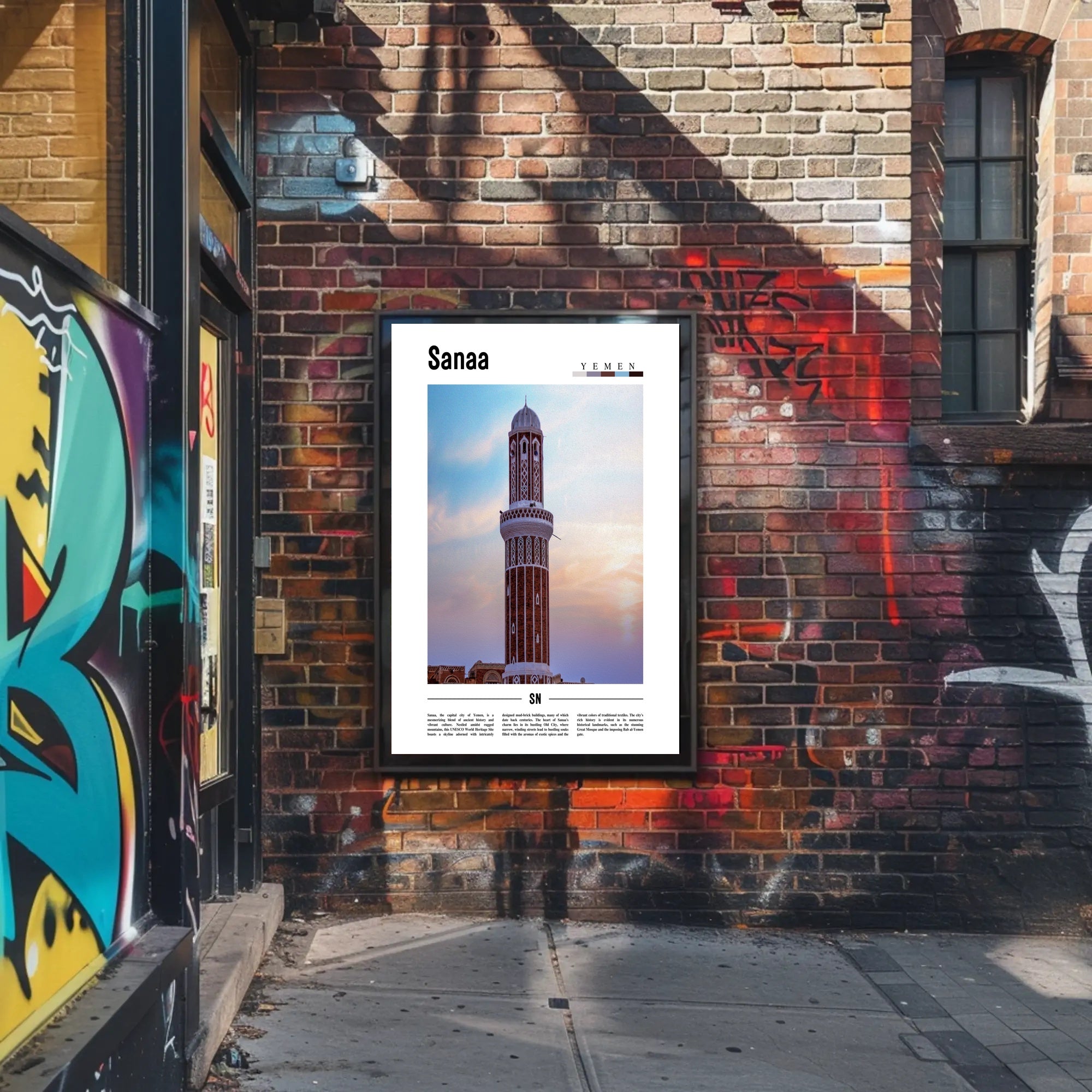 Sanaa's Historic Minaret: Cultural or Heritage Poster PosterGoat