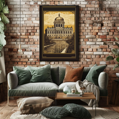 Baroque Palace Reflection Canal Scene Travel Poster