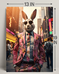 Stylish Rabbit In The City Poster