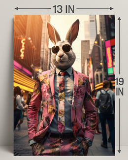 Stylish Rabbit In The City Poster
