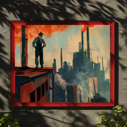 Industrial Progress: Bold Worker Factory Art Poster