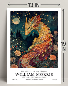 Artistic Dragon and Roses: 19th Century Heritage Poster
