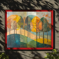 Abstract Seasonal Forest Landscape Geometric Art Poster