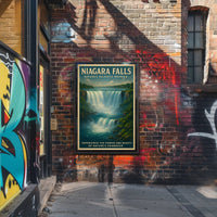 Niagara Falls Vintage Travel Art Illustation Travel Poster