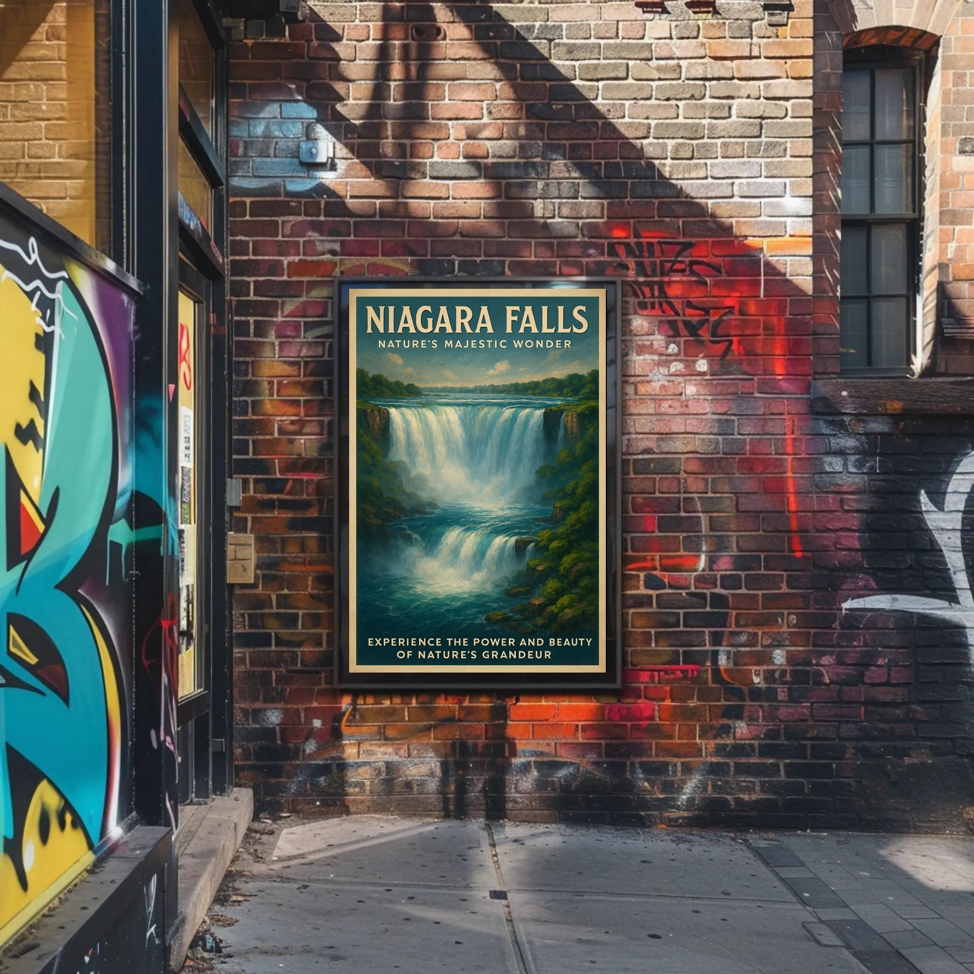 Niagara Falls Vintage Travel Art Illustation Travel Poster