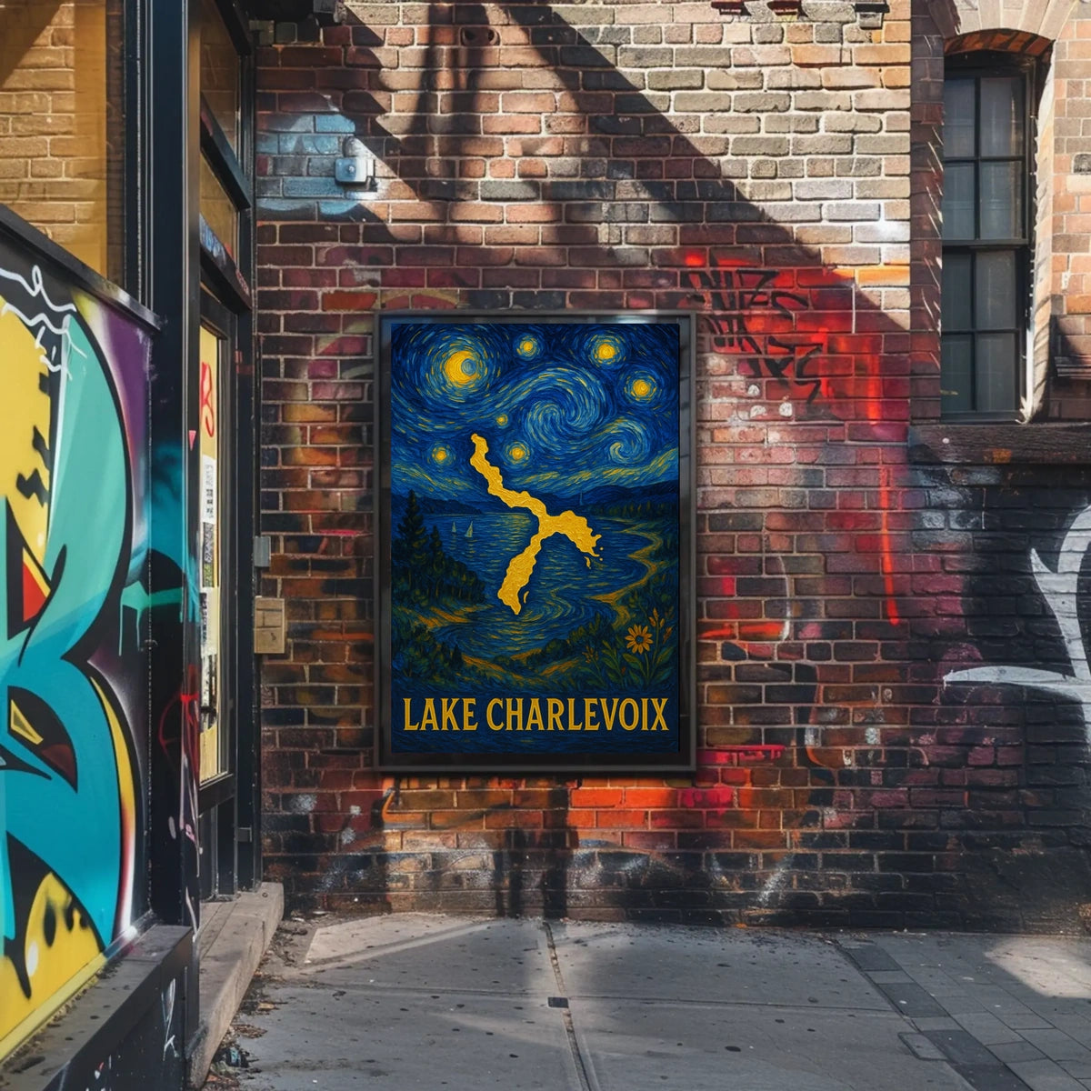 Artistic Lake Charlevoix Poster in Van Gogh Style - Abstract, Artistic, or Pop Culture Poster