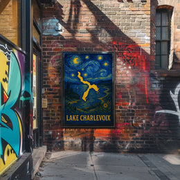 Artistic Lake Charlevoix Poster in Van Gogh Style - Abstract, Artistic, or Pop Culture Poster