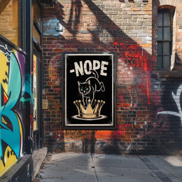 Cheeky Black Cat On Golden Crown Animal Poster