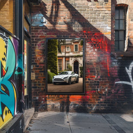 Luxury Sports Car in Front of Classic Mansion Poster