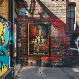 Ann Arbor Cityscape Minimalist Travel Poster