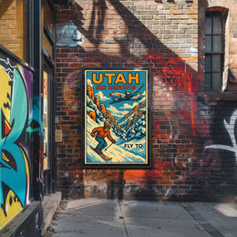 Fly to Utah Ski Resorts Poster