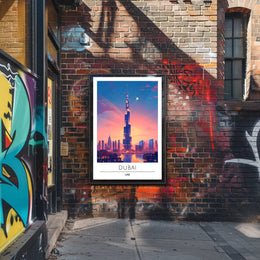 Dubai Sunset Burj Khalifa Urban Cityscape Poster