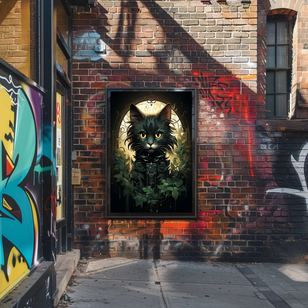 Mystical Black Cat Art Nouveau Poster Enchantment