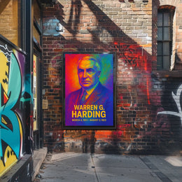 Warren G. Harding 29th President of the United States Neon Gradient Overlay Poster