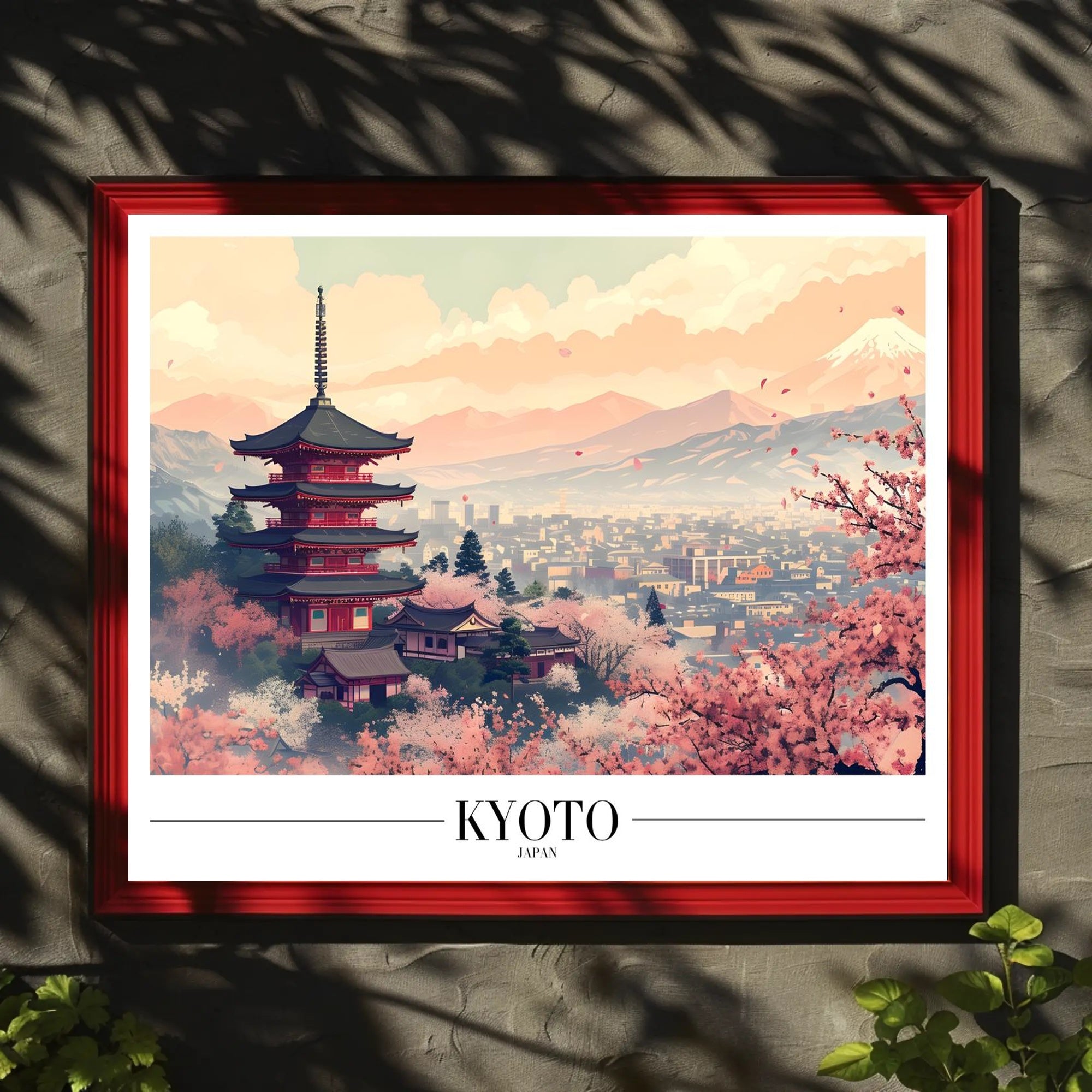 Kyoto Serenity: Cherry Blossoms and Pagoda Cultural Poster