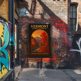 Vermont Autumn Landscape Photorealistic Travel Poster