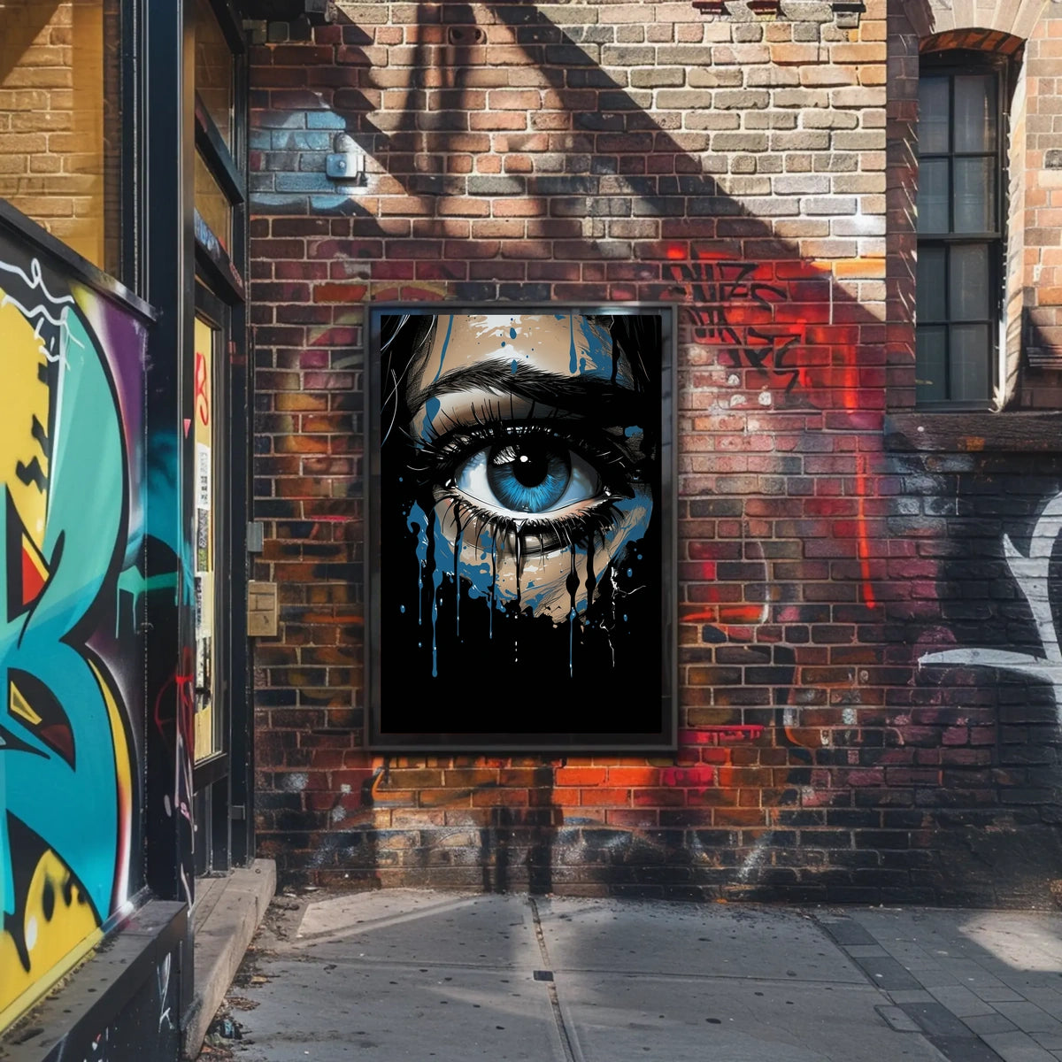 Mystical Blue Eye Dripping Paint Art Poster