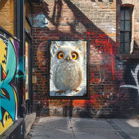 Whimsical White Owl in Snowy Forest Poster PosterGoat