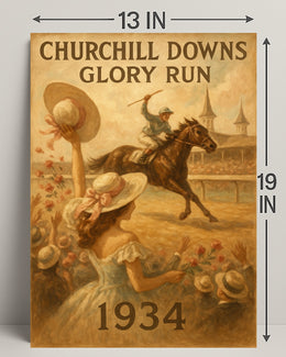 Horse Racing at Churchill Downs: Vintage Sports Poster