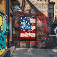 Thick oil impasto painting of an abstract American flag Poster