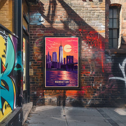 Manhattan Skyline at Sunset Poster