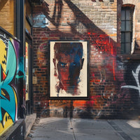 Menacing Creature in Fiery Dystopian Landscape Poster PosterGoat