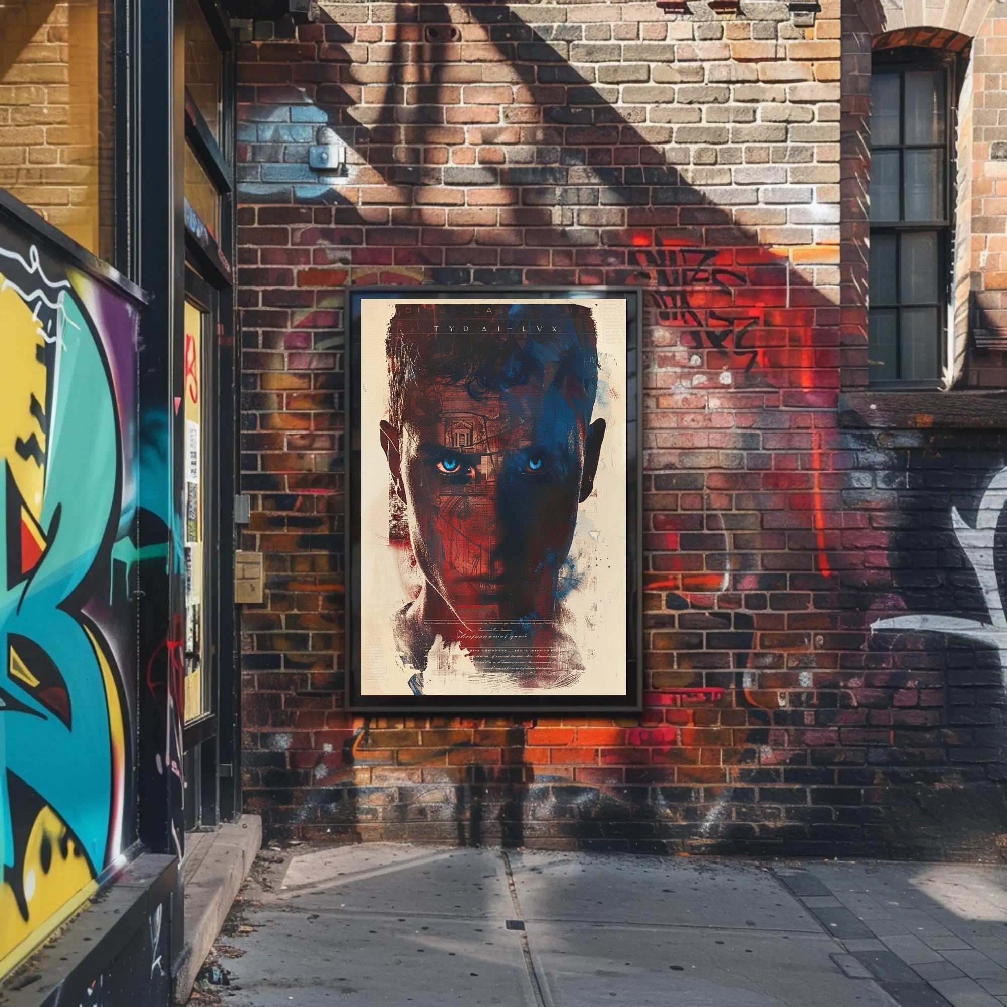 Menacing Creature in Fiery Dystopian Landscape Poster PosterGoat